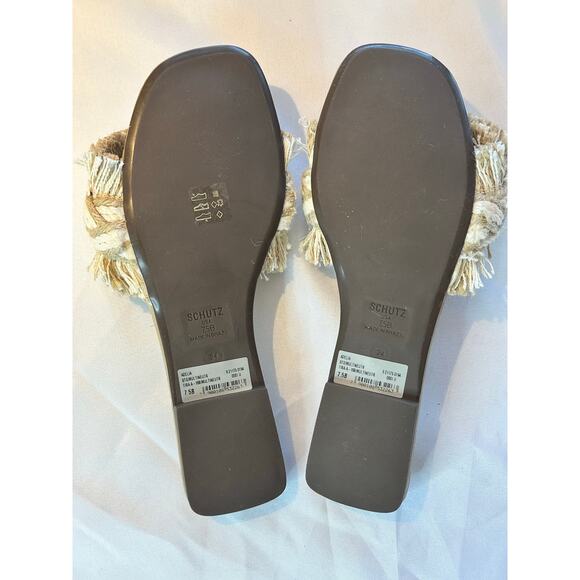 SCHUTZ ADELIA FLAT SANDAL BEIGE SIZE 7.5 NWT - Picture 4 of 5